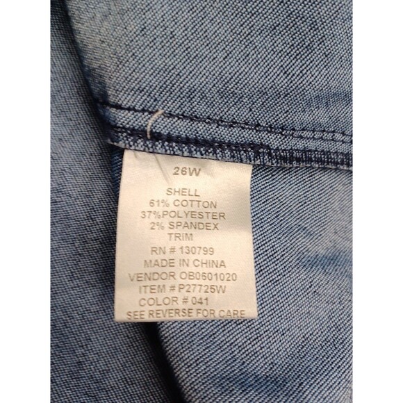 REGALIA Womens Sz 26W Blue Denim Studded Zip Front Jacket Stretch - Picture 11 of 11